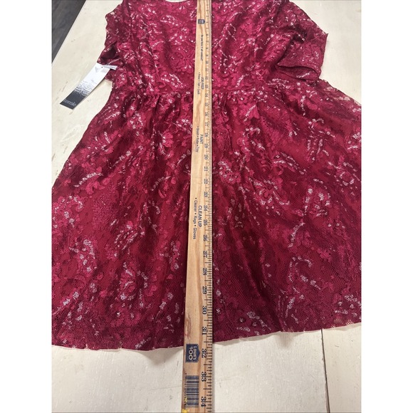 Kensie Womens Flare Lace A-line Dress, rich Red XL New With Tags Xl/eg/tg - Picture 8 of 11